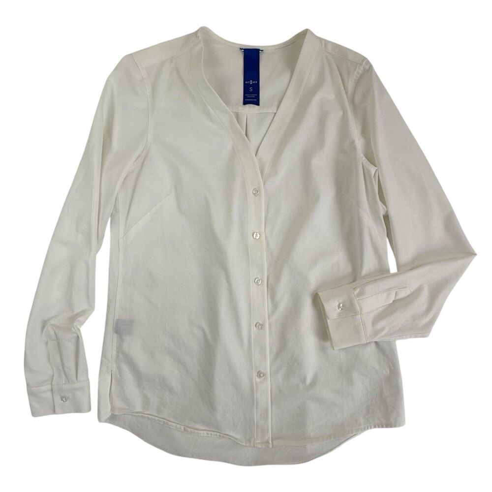 Kit and Ace Going Places Long Sleeve Blouse Women Size Small White Minimalist